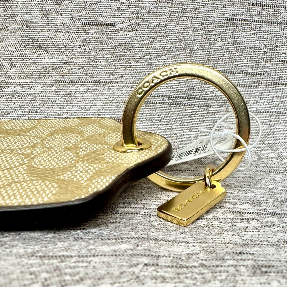 Coach NWT Rainbow Carriage Lg Hangtag Bag Charm - Luggage Tag w/ Gold Key Chain - Picture 7 of 8